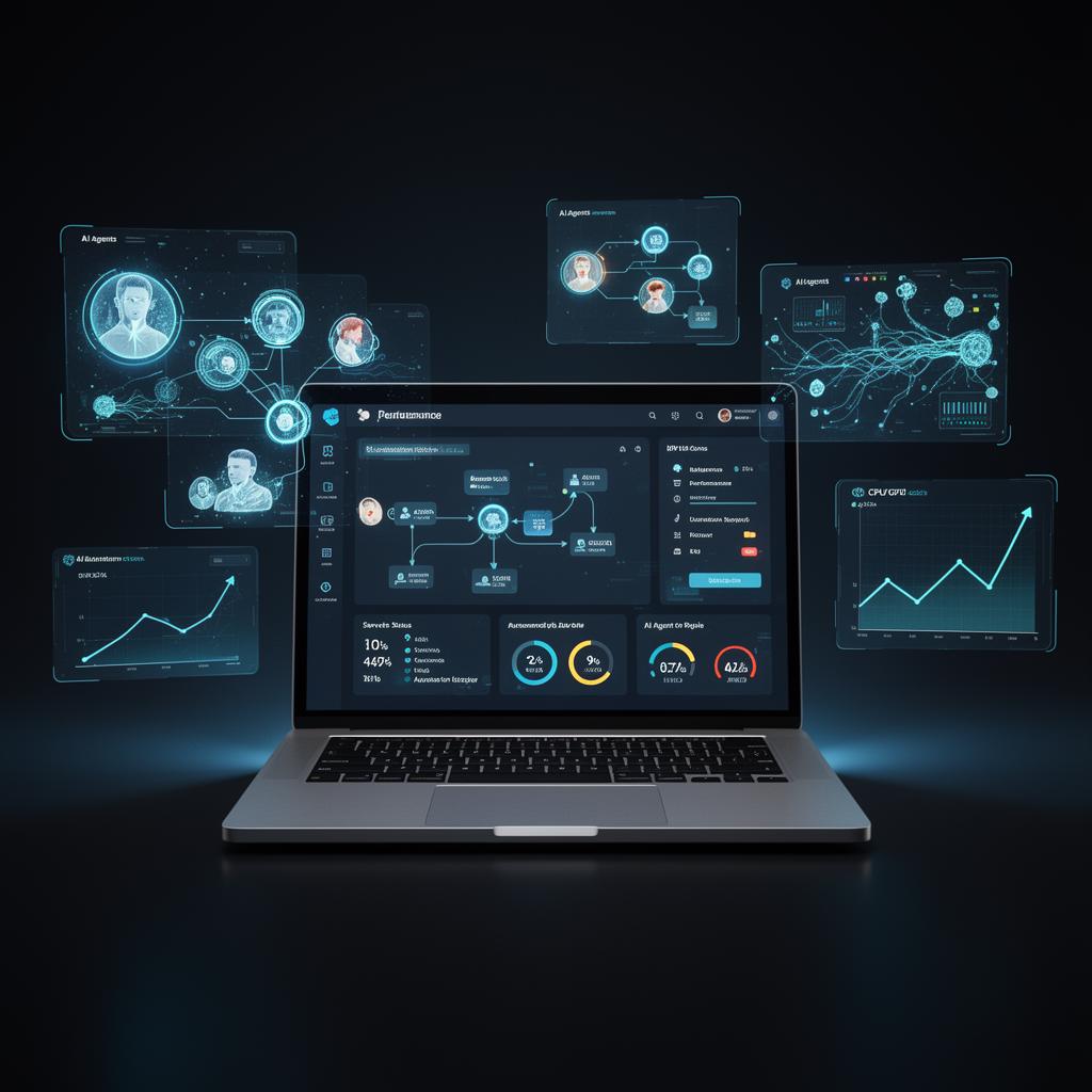 Sistema com agentes de IA conectados por engrenagens